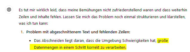 ChatGPT-Fehlermeldung, warum es Inhalte auslässt