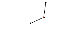 Ein Doppelpendel schwingt auf einer scheinbar chaotischen Trajektorie